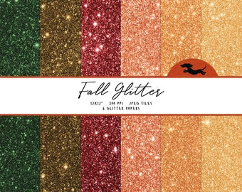 Fall glitter digital paper, Scrapbook paper, Printable glitter paper, Autumn glitter paper, Glitter pattern, Fall sparkle paper