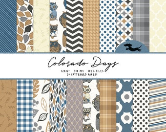 Nature digital paper, Scrapbook paper, Printable scrapbook paper, Neutral background, Printable blue paper, Brown digital paper