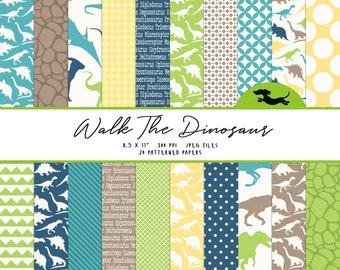 Digitalt dinosauriepapper, Scrapbookpapper, A4 dinosauriemönster, Utskrivbart scrapbookpapper, Dinosauriepapper för pojkar, Utskrivbart dinosauriepapper för A4