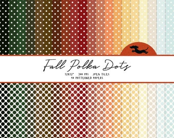 Fall polka dot digital paper, Scrapbook paper, Seamless polka dot pattern, Printable scrapbook paper, Autumn polka dots, Printable polka dot