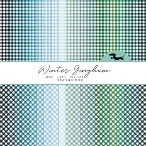 Gingham digital paper, Scrapbook paper, Gingham seamless pattern, Printable scrapbook paper, Blue gingham background, Printable gingham