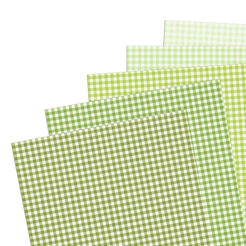 Grönt gingham digitalt papper, Scrapbookpapper, Ginghammönster, Utskrivbart scrapbookpapper, Grön ginghambakgrund, Utskrivbar gingham bild 3