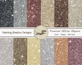 Digital Printable Scrapbook Craft Paper - Neutral Glitter Papers - Glitter Metallic Textured Cardstock - 12 x 12" - PU/CU Commercial Use