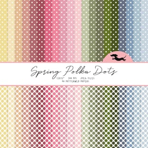 Polka dot digitaal papier, Scrapbookpapier, Polka dot naadloos patroon, Afdrukbaar plakboekpapier, Lente polka dot achtergrond, Pastelvlekken