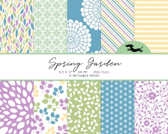 Spring floral digital paper, Scrapbook paper, A4 spring pattern, Printable scrapbook paper, Garden background, A4 printable floral paper