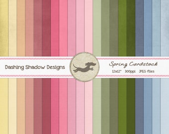 Digital Printable Scrapbook Craft Paper - Spring Cardstock - Solid Colour Grunge Textured Pastel Papers - 12 x 12" -PU/CU Commercial Use