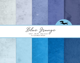 Blue grunge digital paper, Scrapbook paper, Blue solid paper, Printable scrapbook paper, Grunge background, Printable blue grunge paper