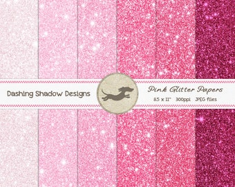 Digital Printable Scrapbook Craft Paper - A4 Pink Glitter Papers - Glitter Metallic Textured Cardstock - 8.5 x 11" - PU/CU Commercial Use