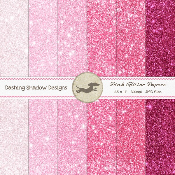 Digital Printable Scrapbook Craft Paper - A4 Pink Glitter Papers - Glitter Metallic Textured Cardstock - 8.5 x 11" - PU/CU Commercial Use