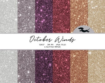 Fall glitter digital paper, Scrapbook paper, Autumn glitter paper, Printable scrapbook paper, Glitter background, Printable glitter paper
