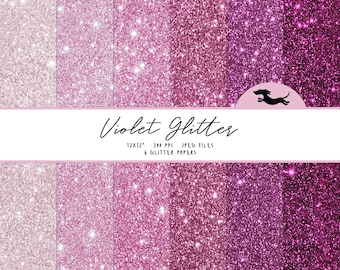 Violet glitter digital paper, Scrapbook paper, Glitter pattern, Printable glitter paper, Purple glitter background, Fuchsia glitter paper