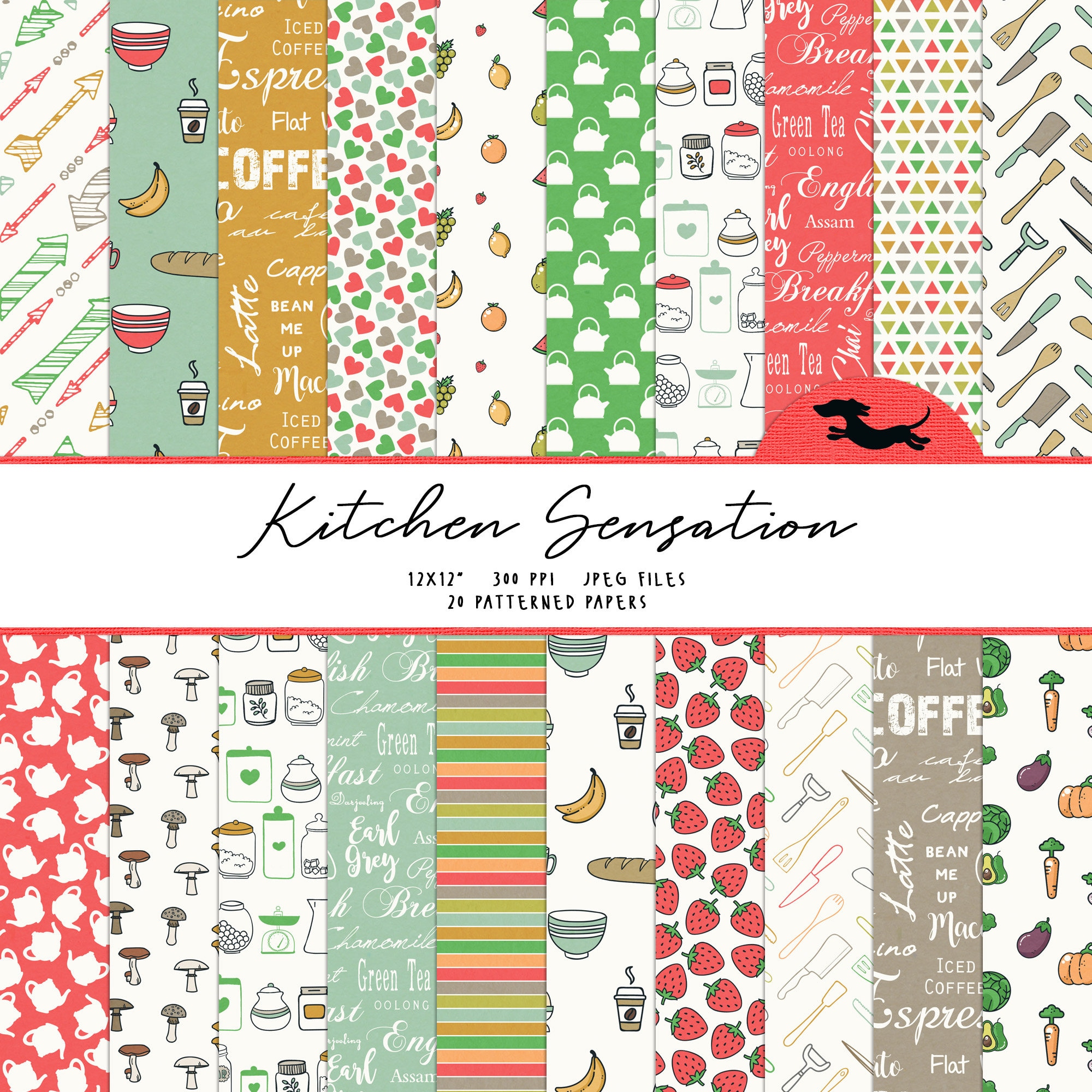 Kitchen Digital Paper, Scrapbook Paper, Printable Paper, Cooking Pattern, Printable Scrapbook Paper, Kitchen Background, Food Digital Paper - Etsy free-digital-scrapbook-papers-hearts-love-valentine-s-day-hands-in-the-attic