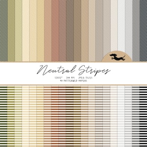 Stripe digital paper, Scrapbook paper, Seamless stripe pattern, Printable scrapbook paper, Neutral stripe paper, Printable stripe paper