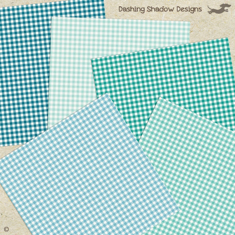 Digital Printable Scrapbook Craft Paper Gingham in Teal - Etsy