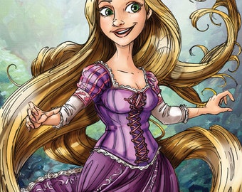 花の輝きと輝き 塔の上のラプンツェルの絵画 - Etsy 日本