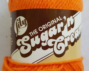 Lily Sugar'n Cream # 01628 "Hot Orange" Yarn - 2 Skeins