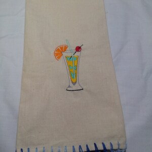 Handmade Machine Embroidered Kitchen Towel,Kitchen,Tea,Homemade,Handcrafted,Crochet Edge, Cotton,Hand Towel,Size 26&quot;x 17 3/4&quot;