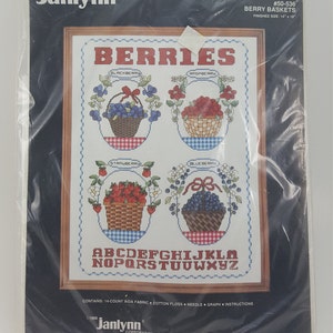 Vintage Janlynn Berry Baskets Counted Cross Stitch Kit - 14&quot;x18&quot;