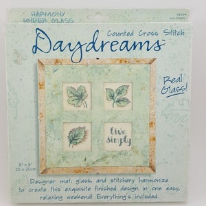 Vintage Dimensions Harmony Under Glass,Daydreams Counted Cross Stitch # 72604 &quot;Live Simply&quot; Kit