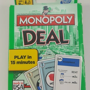 Juego de cartas Monopoly Deal de Hasbro Gaming de Parker Brothers (caja abierta)