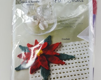 Annie's Hook & Needle Kit Club # HNK069 "Poinsettia Place Mats" Kit