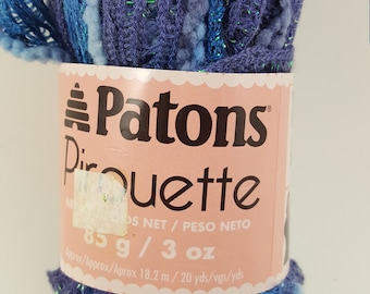 Patons Piroutte Metallic Yarn: Midnight Blue Shimmer, Acrylic Nylon Blend - 3 Skeins