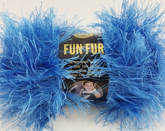 Lion Brand Fun Fur # 106 "Kräsblått" Garn - 3 nystan