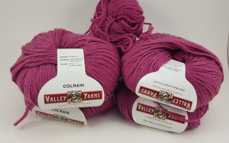 Colrain Valley Yarn 109 Yards Worsted Weight Yarn Tencel Yarn Burgundy Yarn 1.7 ozs Peru Yarn Merino Yarn Mauve Yarn