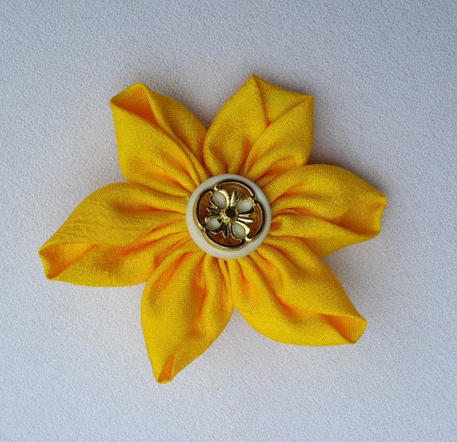 Handmade Satin Yellow Fabric Flower Etsy