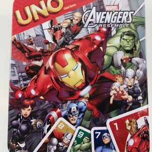 Marvel Avengers Assemble 2013 UNO Custom Card Game In A Tin - Usato