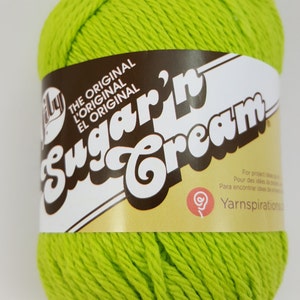 Lily Sugar&#39;n Cream # 01712 &quot;Hot Green&quot; Cotton Yarn - 3 Skeins