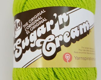 Lily Sugar'n Cream # 01712 "Hot Green" Cotton Yarn - 3 Skeins