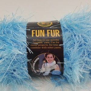 Lion Brand Fun Fur # 105 &quot;Light Blue&quot; Yarn - 4 Skeins