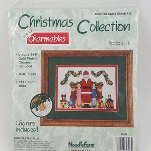 Needleform Christmas Collections Charmables # 82306 &quot;Santa&#39;s Pals&quot; Counted Cross Stitch Kit