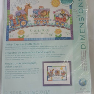 Dimensions Counted Cross Stitch &quot;Little Pond&quot; & &quot;Baby Express&quot; Birth Record Kits