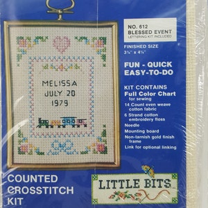Vintage Little Bits Counted Cross Stitch # 612 &quot;Blessed Event&quot; Kit