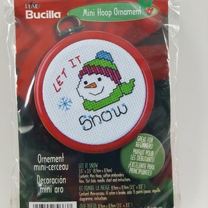 Plaid Bucilla Mini Hoop Ornament # 84663 &quot;Let It Snow&quot; Kit