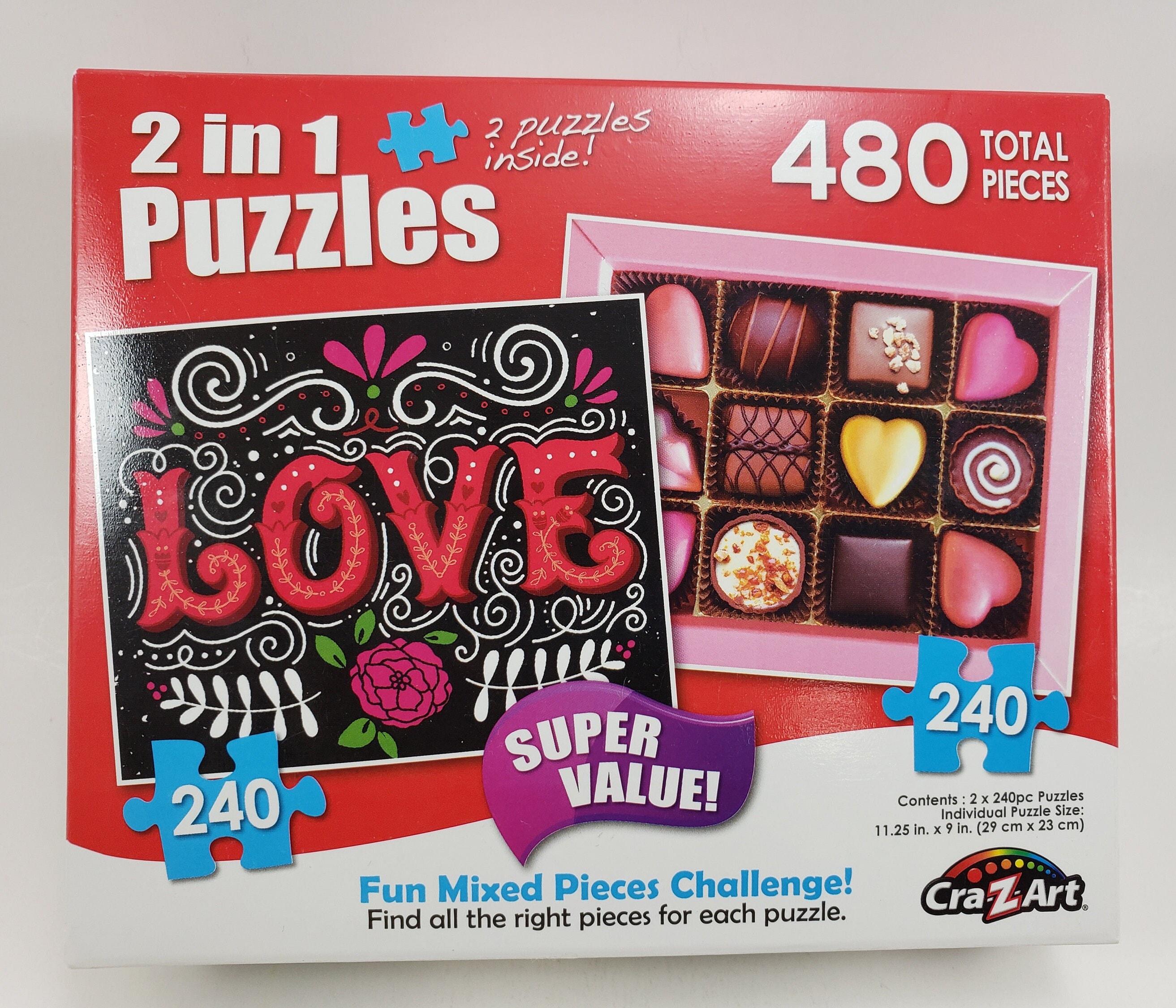 Love & Hearts Chocolate Box Puzzle: Cra Z Art 2-in-1 (480 Pieces