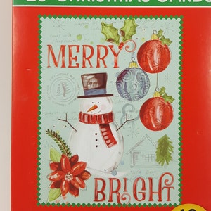 Casa de Navidad "Merry Bright" 20 Tarjetas y Sobres de Navidad