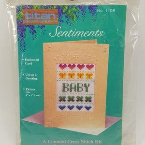 vintage Titan Needlecraft Sentiments # 1108 « Baby » Count Cross Stitch Kit