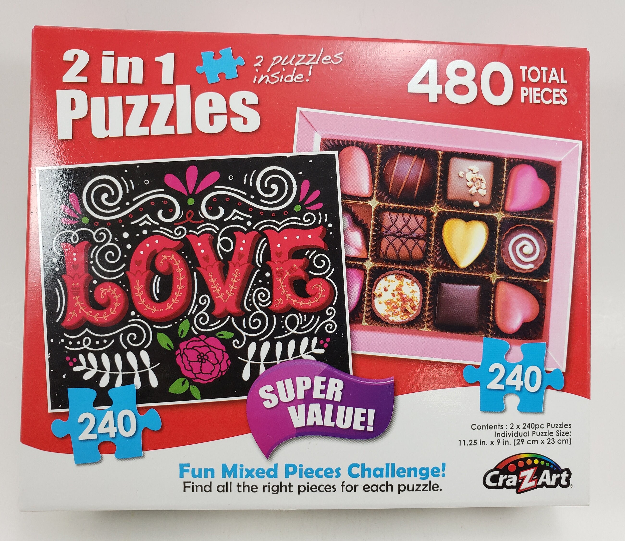 Love & Hearts Chocolate Box Puzzle: Cra Z Art 2-in-1 (480 Pieces