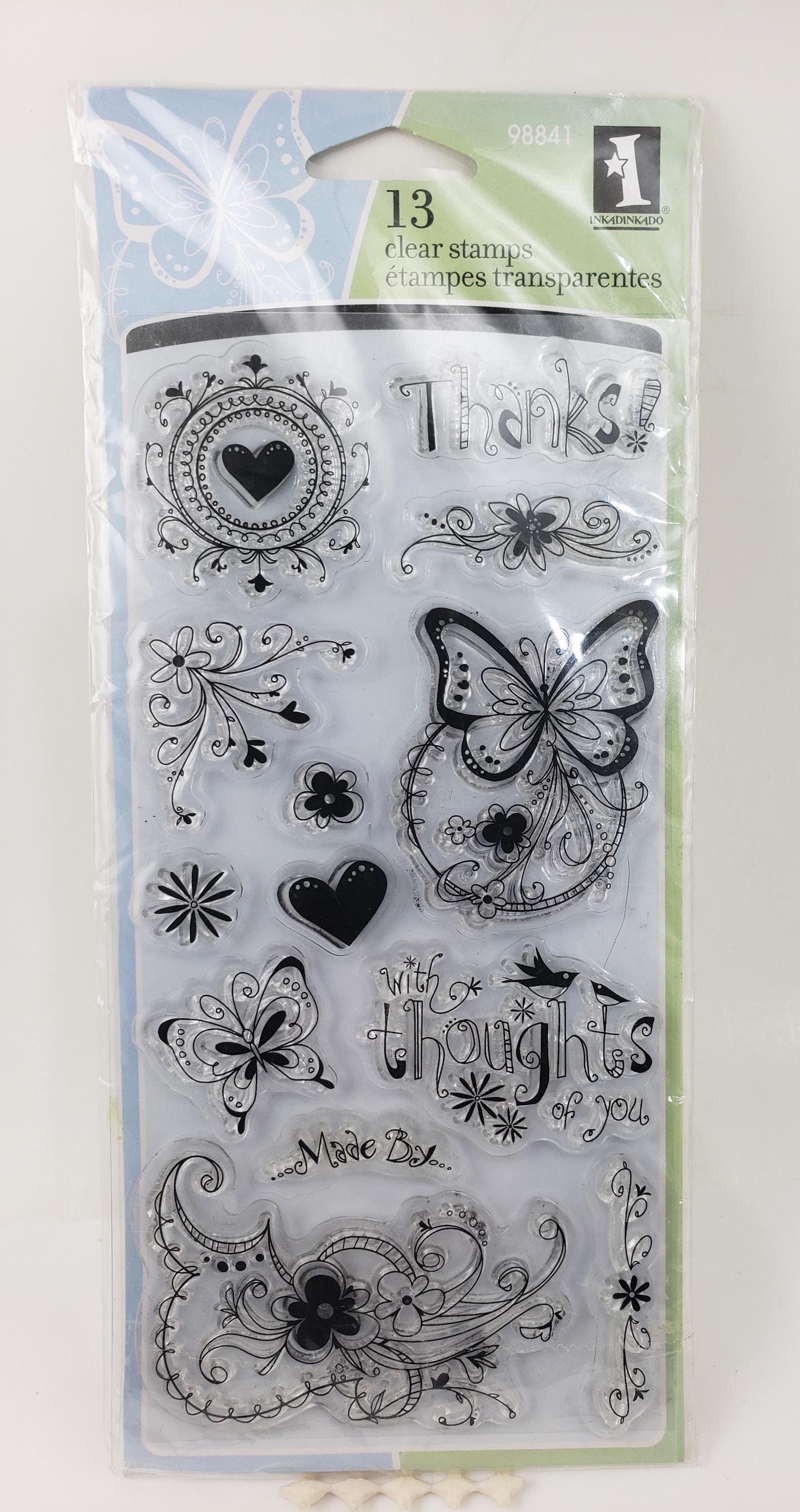 Inka 99121 Dinkado Mindscapes Clear Stamps – 5 Reusable Butterfly & Nature Craft Stamps