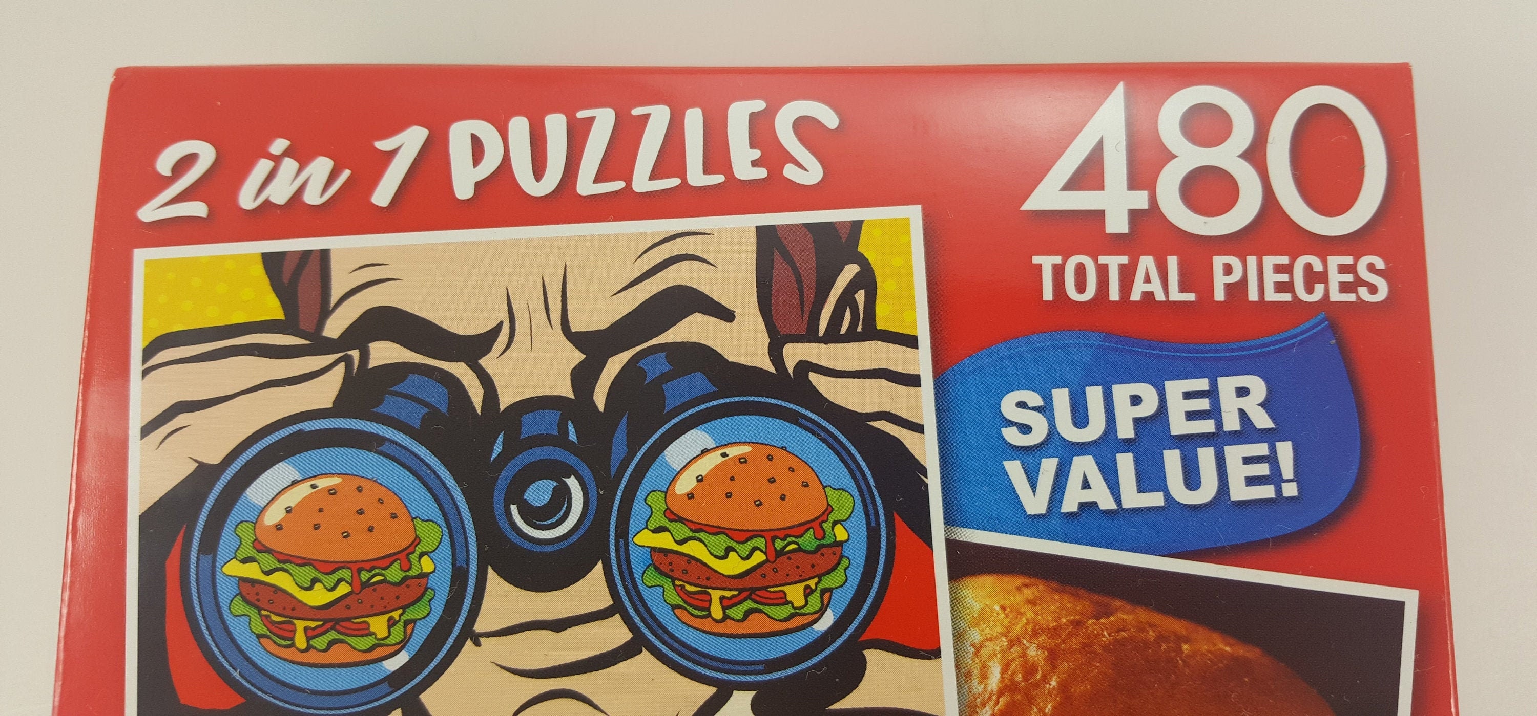 Cra-Z-Art 2 in 1 Puzzles Burger Hunt 480 Total Pieces 11.25” x 9” each 
