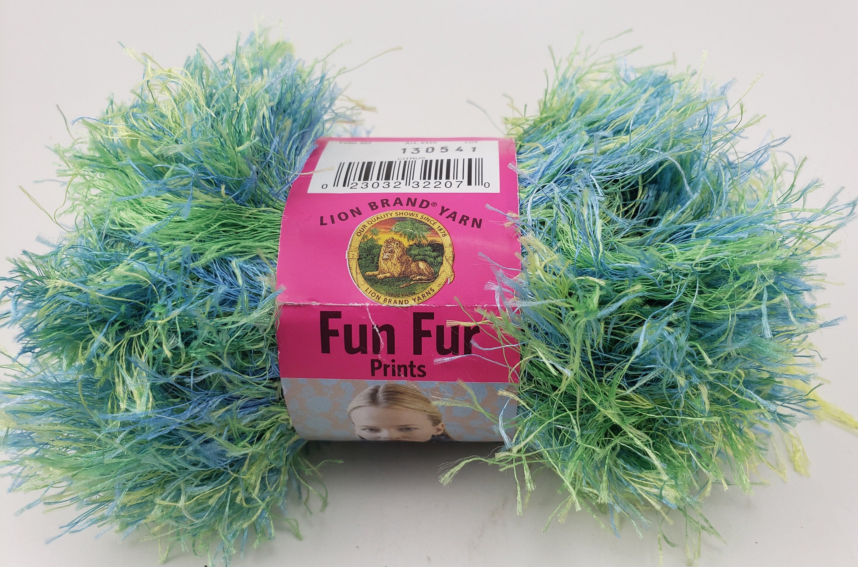 Fun Fur Prints – Lion Brand CITRUS BLUE GREEN #207 Color Lot #1875