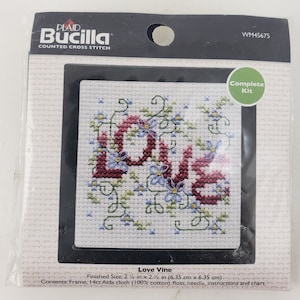 2013 Plaid Bucilla # WM45675 &quot;Love Vine&quot; Counted Cross Stitch Kit