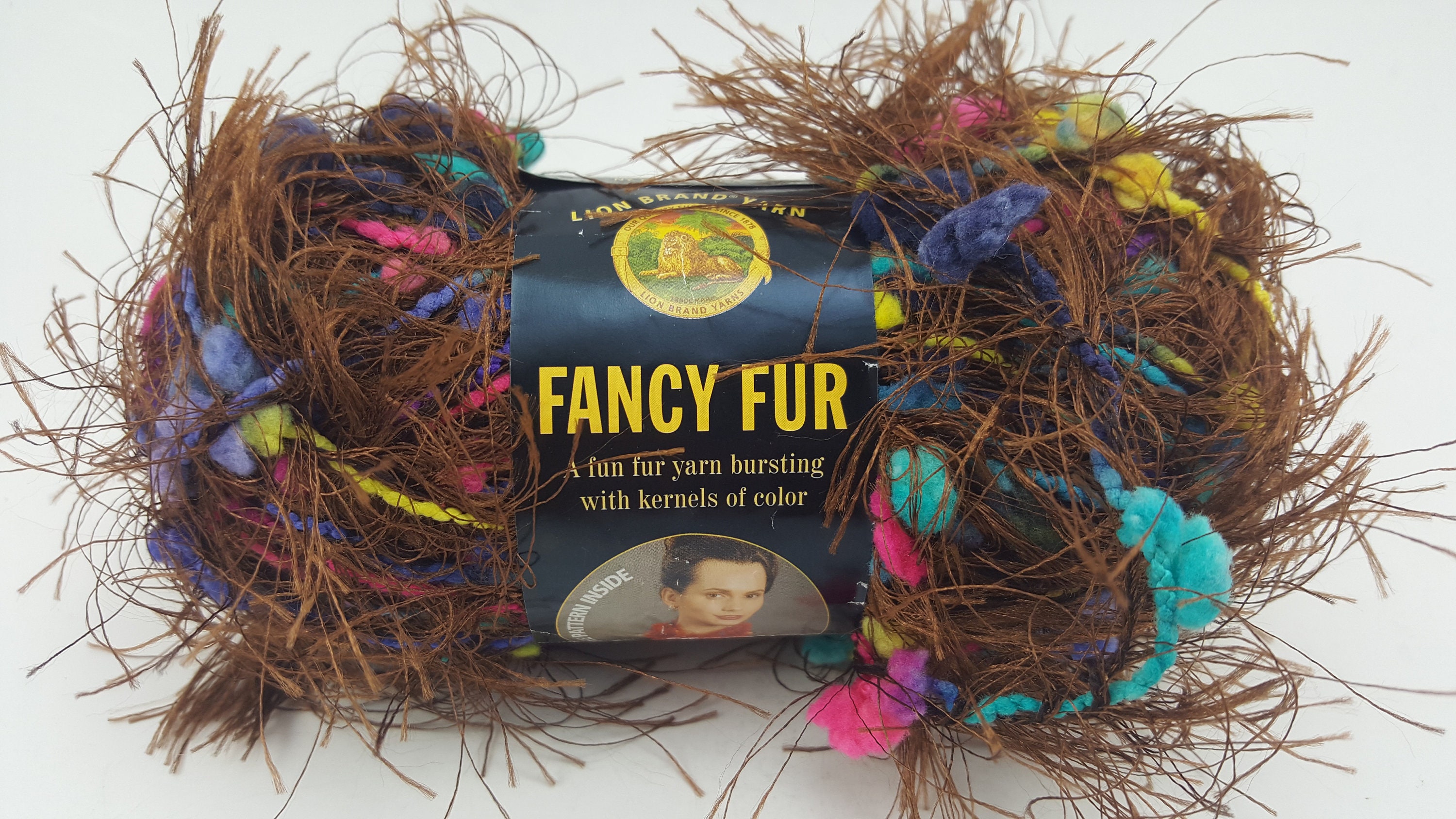 Lion Brand 226 chocolate Sprinkles Fancy Fur Yarn 2 Skeins 