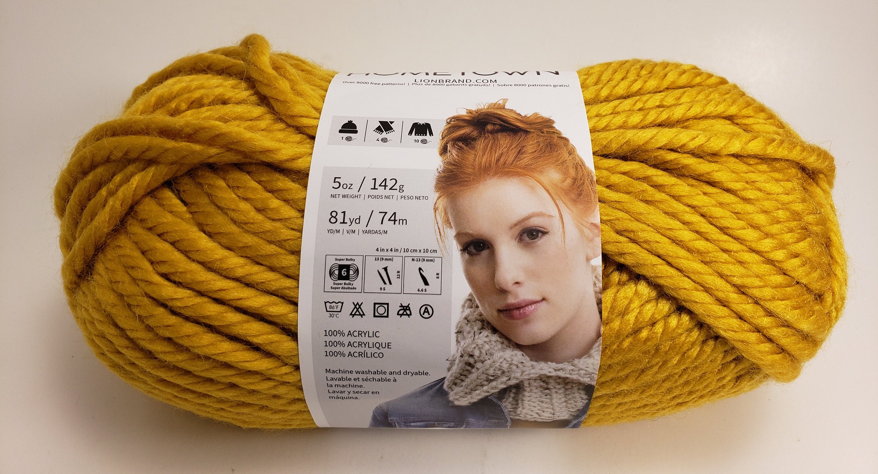 Lot of 2 Lion Brand Hometown Yarn Madison Mustard Color# 159 Lot#632867 NEW