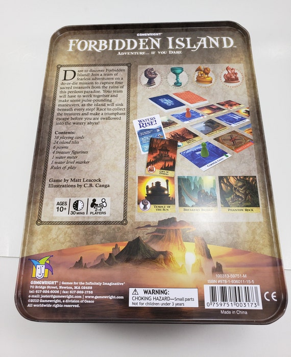 Forbidden Island Board Game 100% complete Gamewright Adventure 2-4 Players