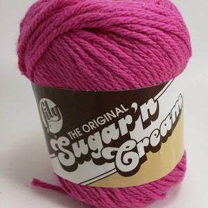Lily Sugar&#39;n Cream, #01740 &quot;Hot Pink&quot; Cotton Yarn - 2 Skeins