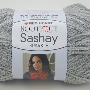Red Heart Boutique Sashay Sparkle Yarn,&quot;Platinum&quot;Yarn,Silver,Grey Yarn,AcrylicMetallic Yarn,Glittering,Shimmering,Super Bulky Yarn-2 Skeins